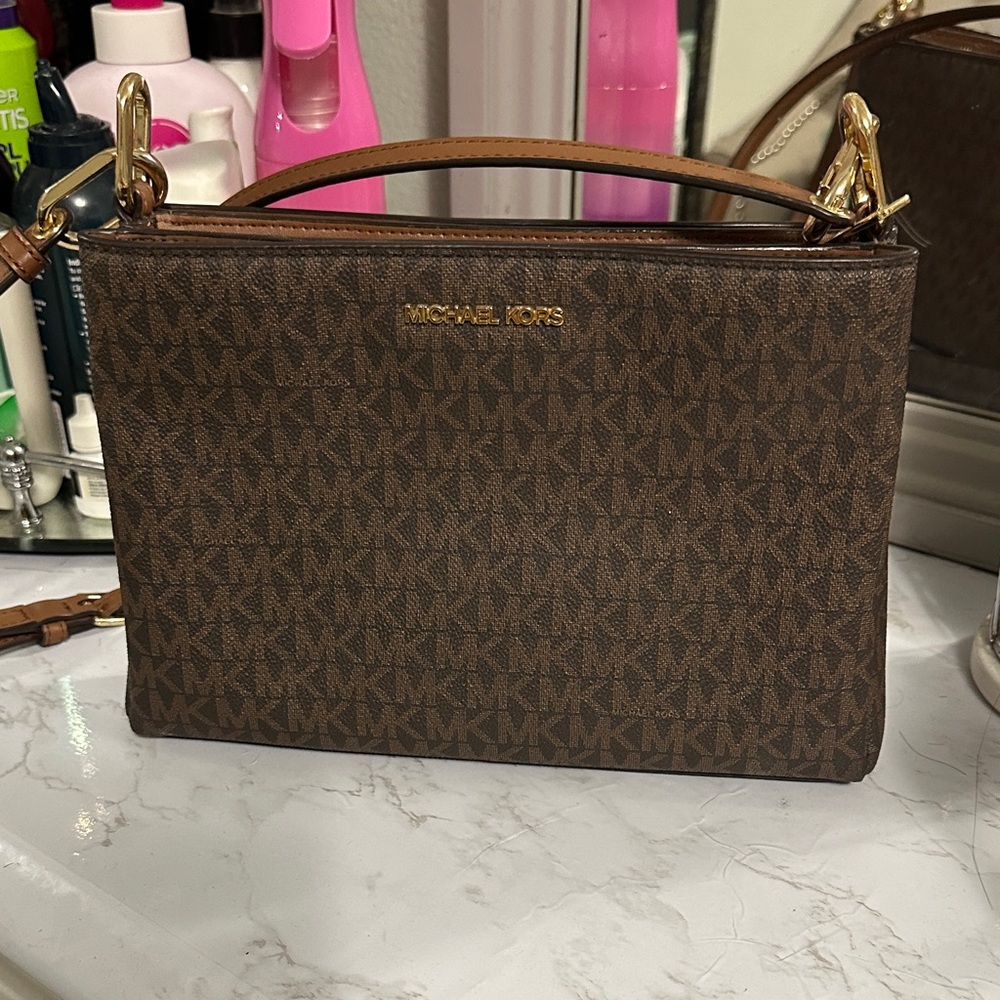 Michael Kors Brown Monogram Crossbody Bag
